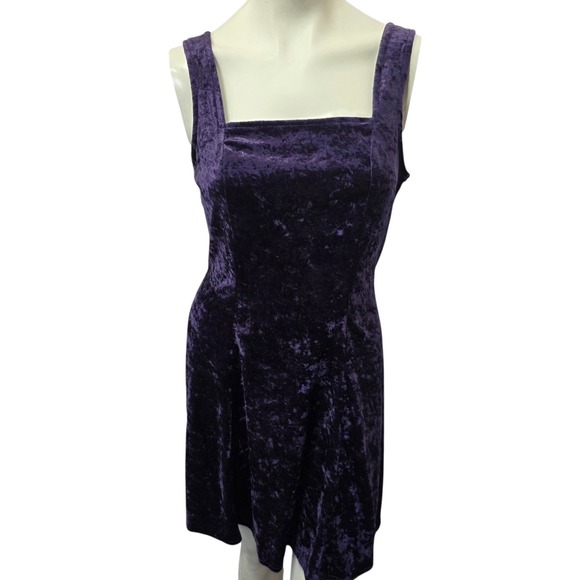 All that Jazz Dresses & Skirts - All That Jazz Purple Crushed Velvet Skater Dress Criss Cross Back Women's M 7/8